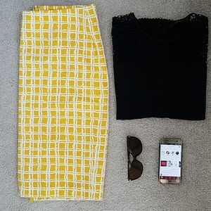Talbots checked mustard skirt